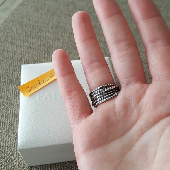 PANDORA Entangled Beauty Two Tone 925 Silver 14K Gold Ring with Diamonds Retired - Picture 7 of 16